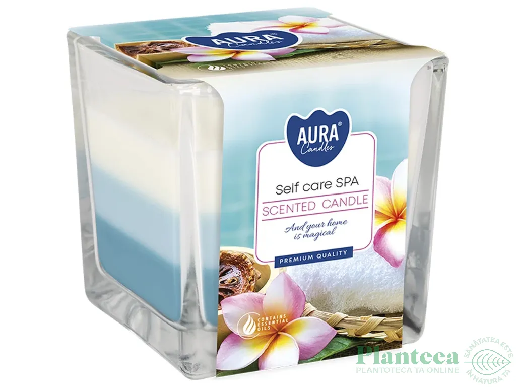 Lumanare parfumata pahar 3culori 32h Self care spa 170g - AURA