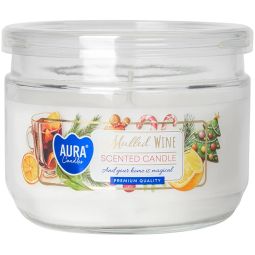 Lumanare parfumata 2fitile borcan cu capac 30h Vin fiert 280g - AURA