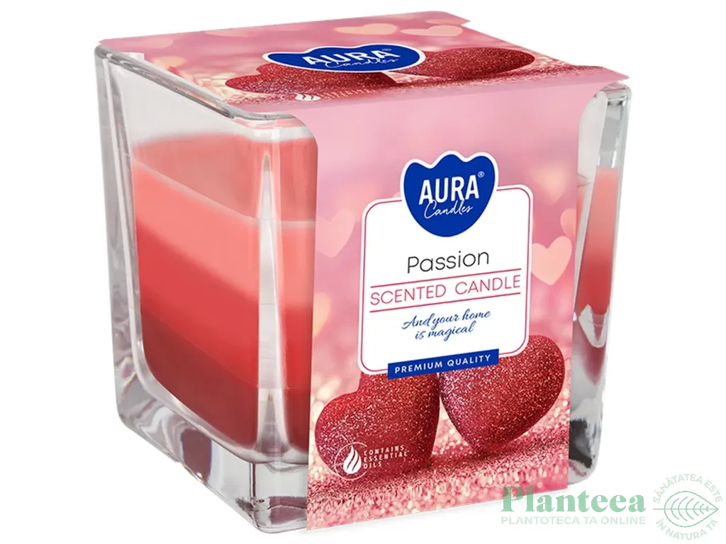 Lumanare parfumata pahar 3culori 32h Passion 170g - AURA
