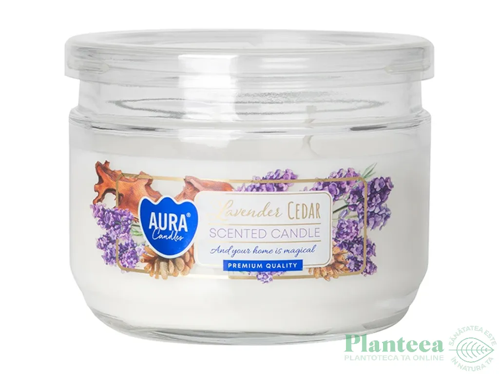Lumanare parfumata 2fitile borcan cu capac 30h Lavanda cedru 280g - AURA