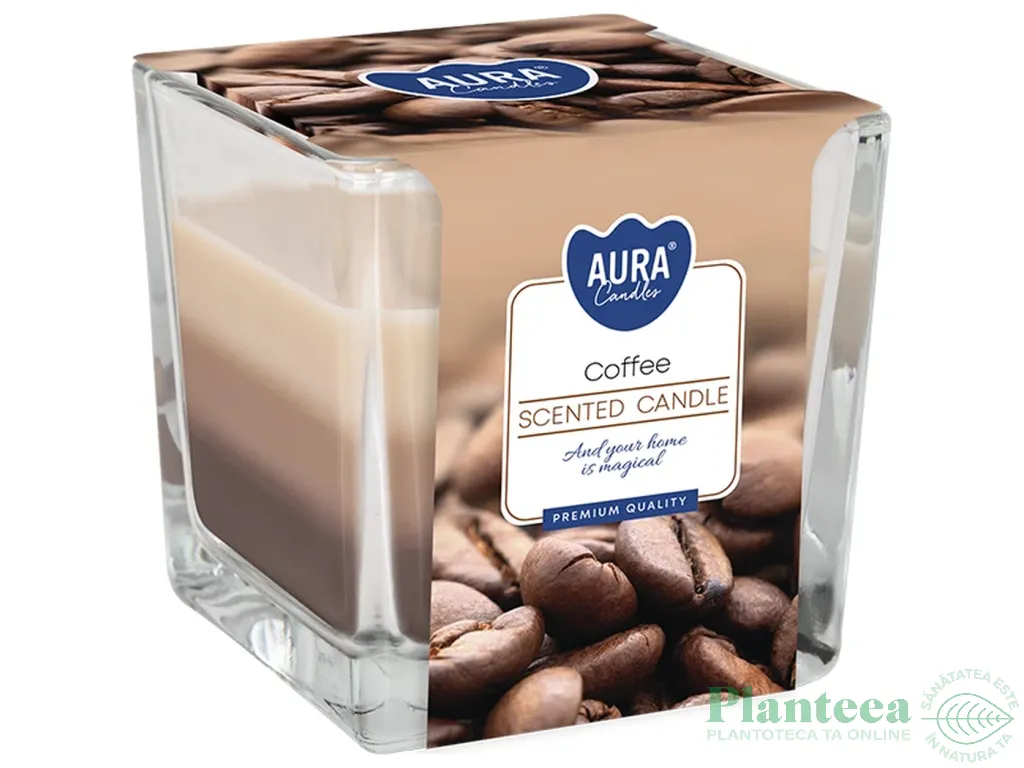 Lumanare parfumata pahar 3culori 32h Cafea 170g - AURA