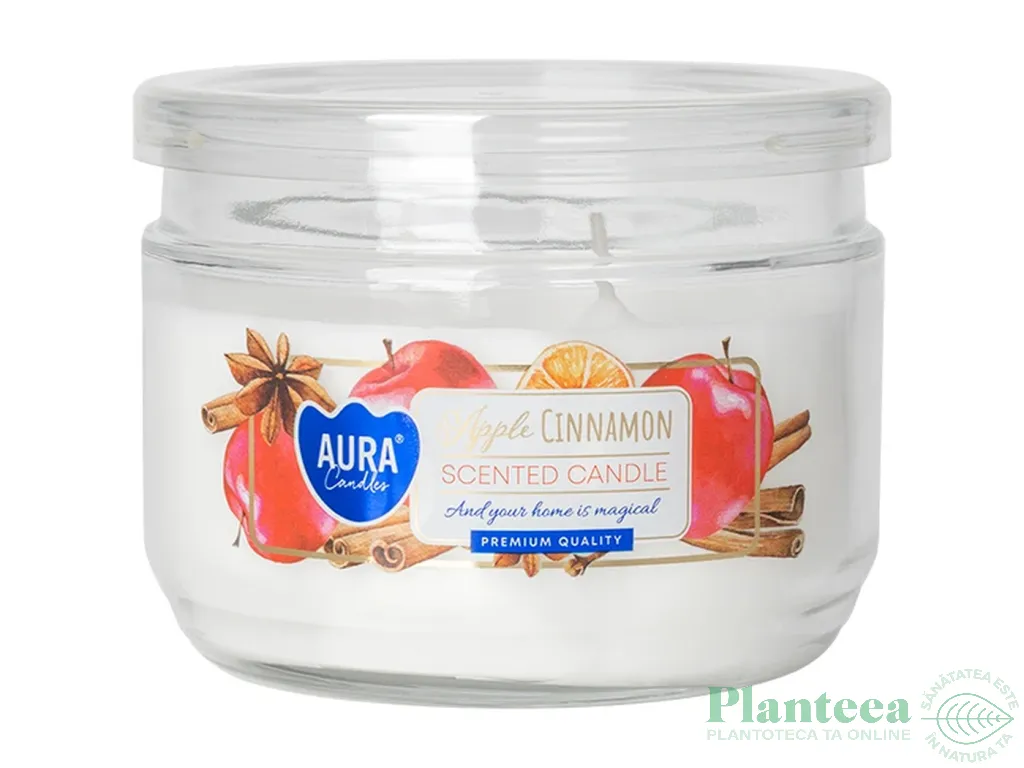 Lumanare parfumata 2fitile borcan cu capac 30h Mar Scortisoara 280g - AURA