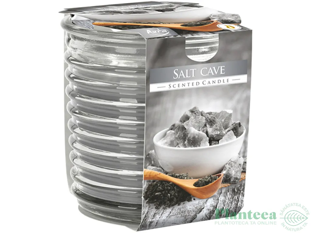 Lumanare parfumata pahar spirala 28h Salt cave 130g - AURA