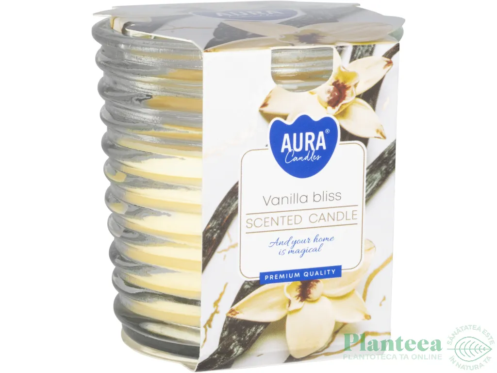 Lumanare parfumata pahar spirala 28h Vanilla bliss 130g - AURA
