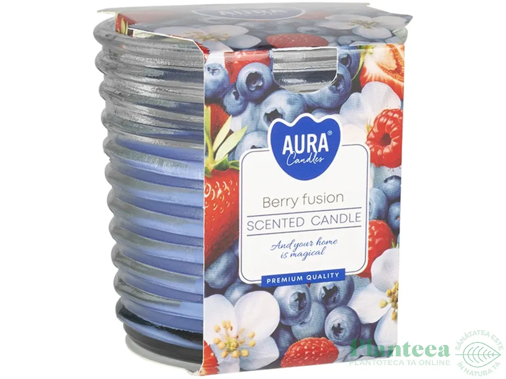 Lumanare parfumata pahar spirala 28h Berry fusion 130g - AURA