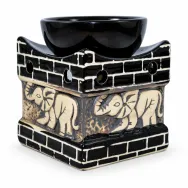 Vas ceramic ulei aromaterapie elefant negru~crem 9,5x8cm mare 1b - LCA