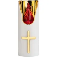 Candela electronica alba cruce aurie flacara rosie 60zile 74g - LCA