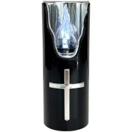 Candela electronica neagra cruce argintie flacara alba 60zile 74g - LCA