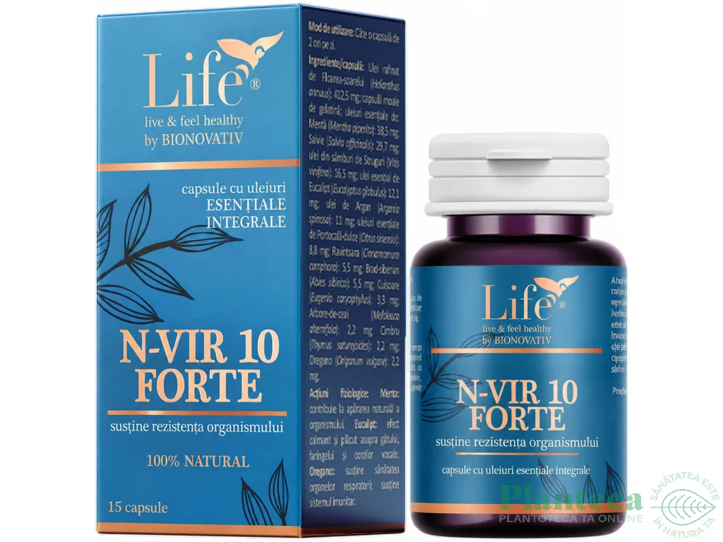 Capsule uleiuri esentiale integrale N~Vir 10 Forte 15cps - LIFE