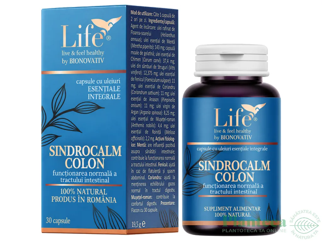 Capsule uleiuri esentiale integrale SindroCalm Colon 30cps - LIFE