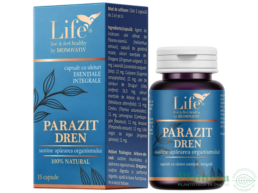 Capsule uleiuri esentiale integrale Parazit Dren 15cps - LIFE