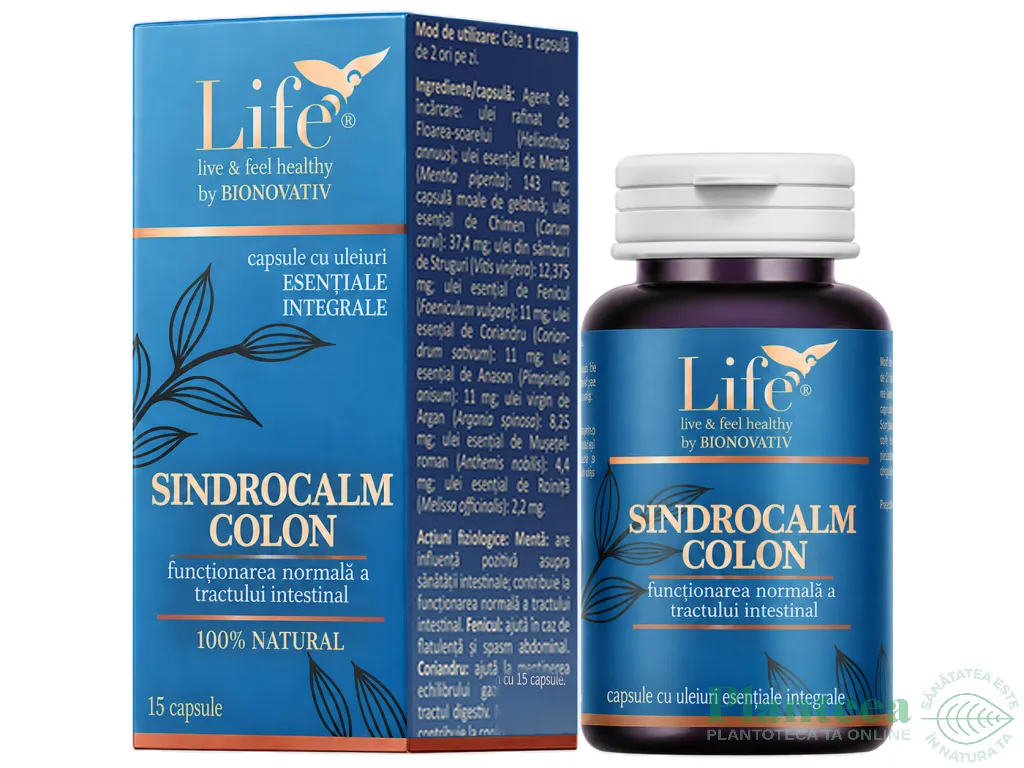 Capsule uleiuri esentiale integrale SindroCalm Colon 15cps - LIFE
