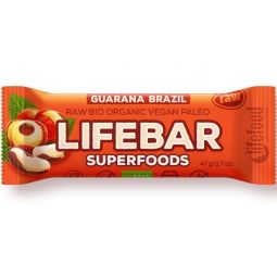 Baton superfood nuci braziliene guarana raw bio 47g - LIFEBAR