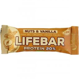 Baton proteic nuci vanilie raw bio 47g - LIFEBAR