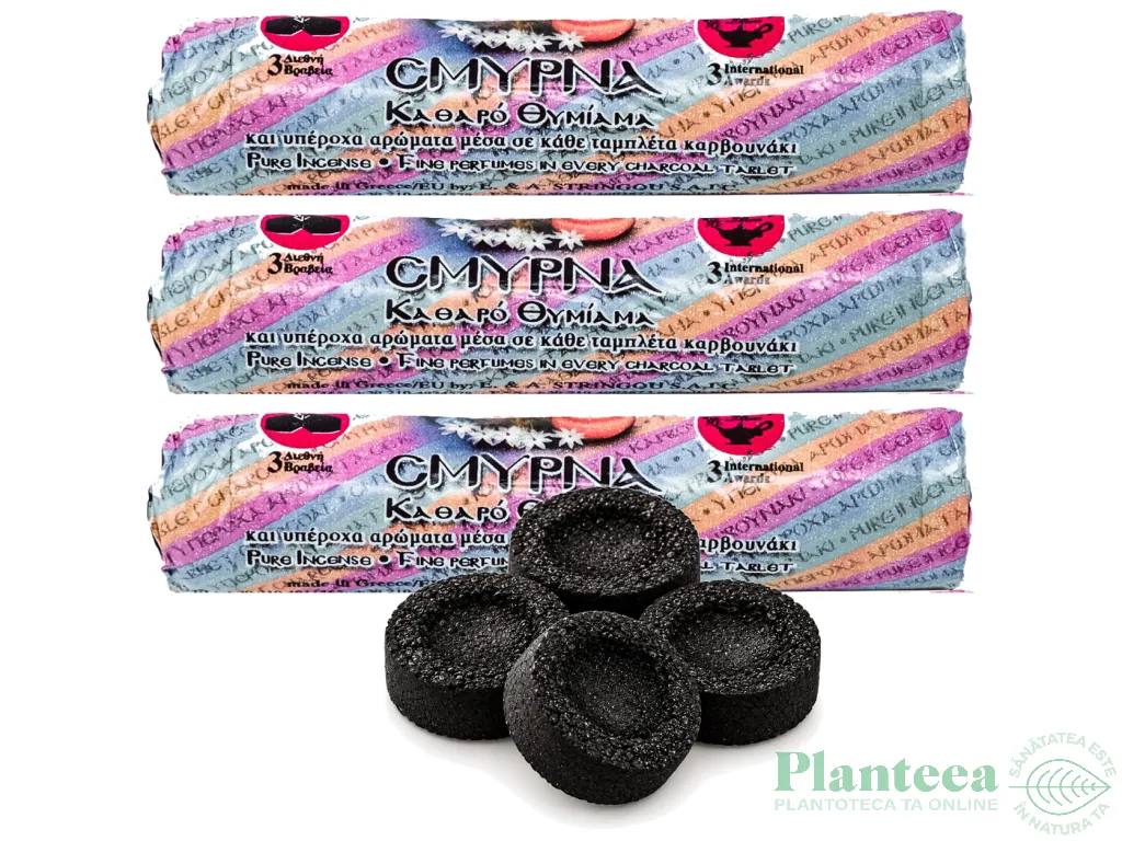 Set 3x Carbune aromat cu smirna Grecia rola 10pastile 40g - LIHNARI