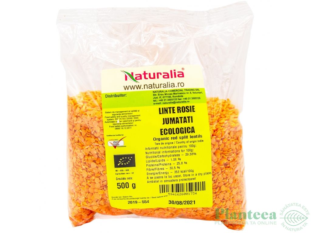 Linte rosie boabe eco 500g - NATURALIA