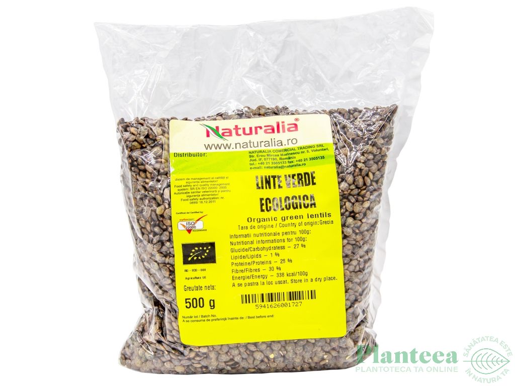 Linte verde boabe eco 500g - NATURALIA