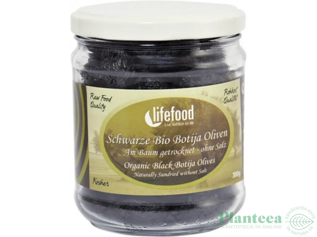 Masline negre Botija cu samburi fara sare eco 300g - LIFEFOOD