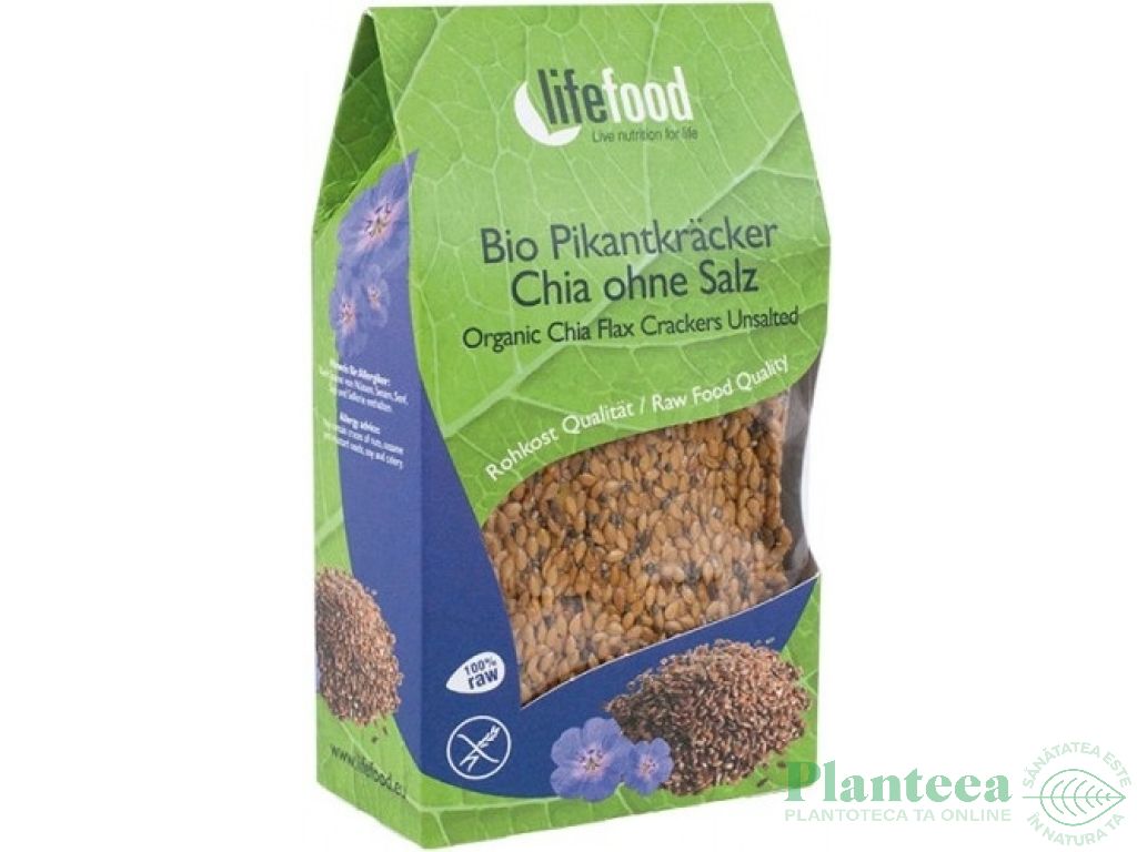 Crackers in chia fara sare fara gluten raw bio 80g - LIFEFOOD