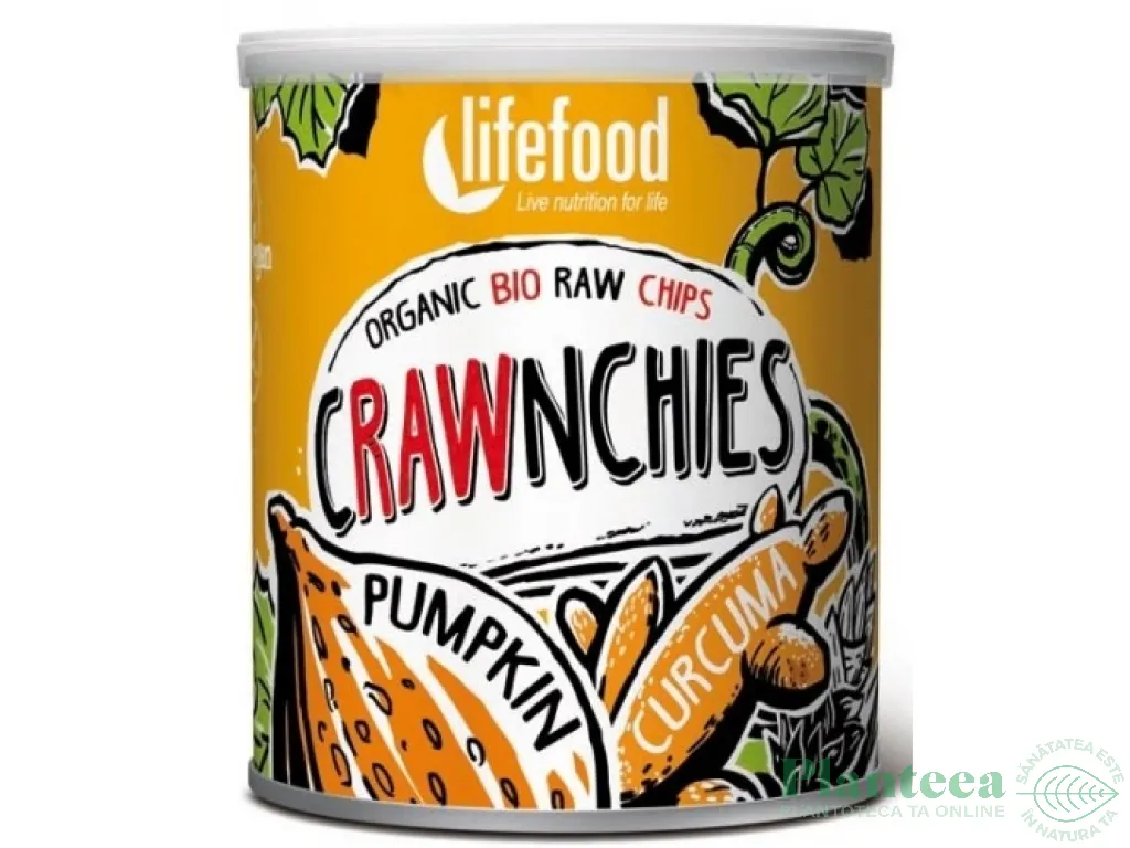 Chipsuri dovleac turmeric fara gluten raw bio 30g - LIFEFOOD