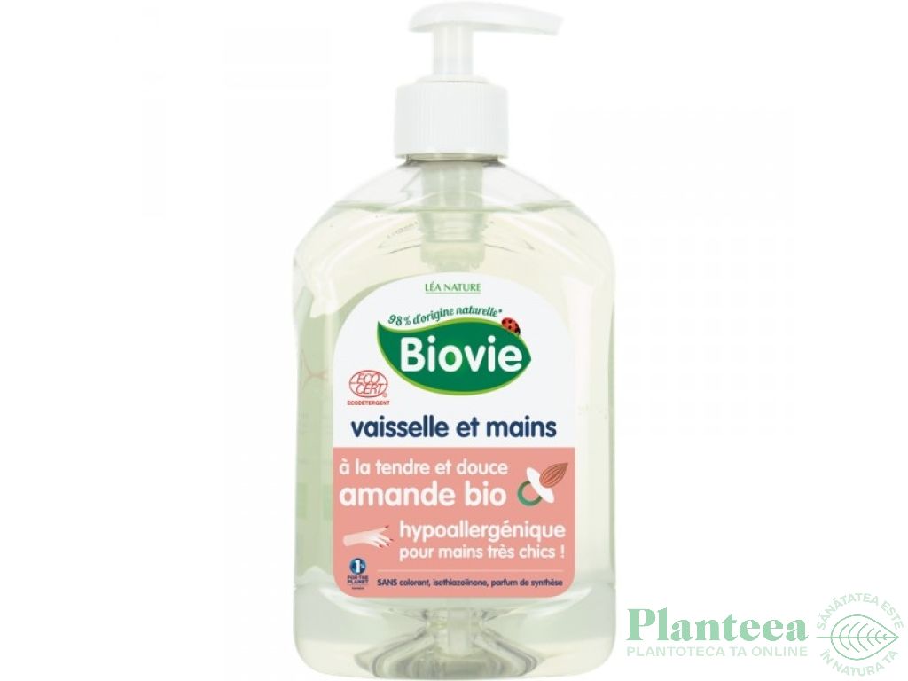 Detergent lichid vase migdale dulci {m} 500ml - BIOVIE