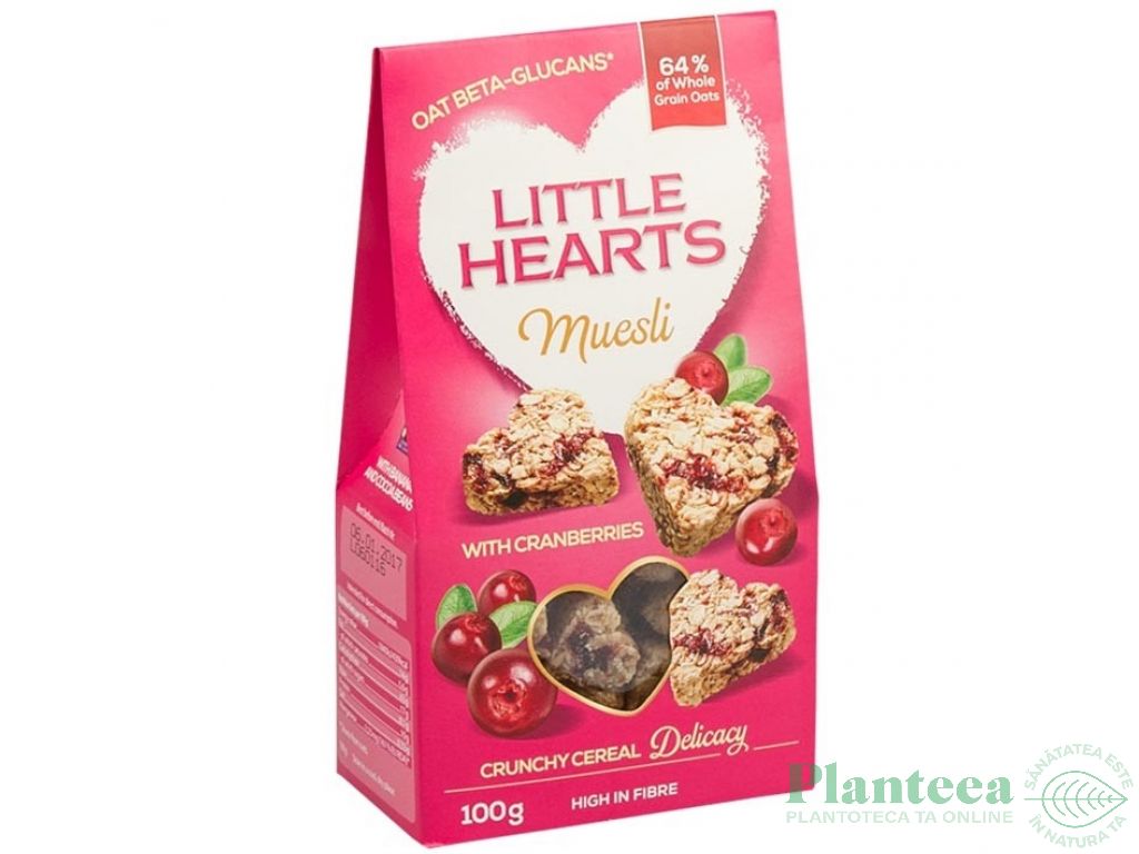 Inimioare crocante musli merisoare 100g - LITTLE HEARTS