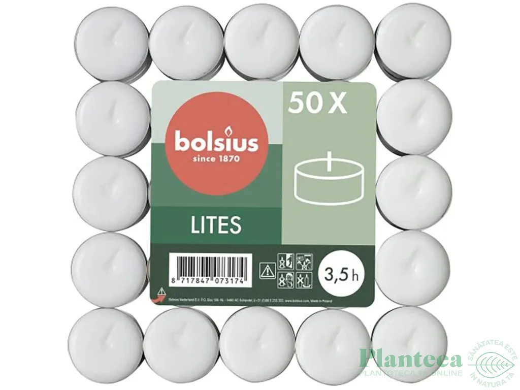 Lumanari pastila neparfumate 3,5h lites 50b - BOLSIUS