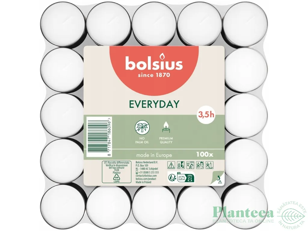 Lumanari pastila neparfumate 3,5h everyday 100b - BOLSIUS