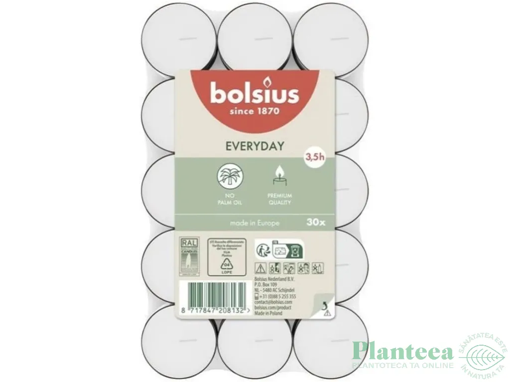 Lumanari pastila neparfumate 3,5h everyday 30b - BOLSIUS