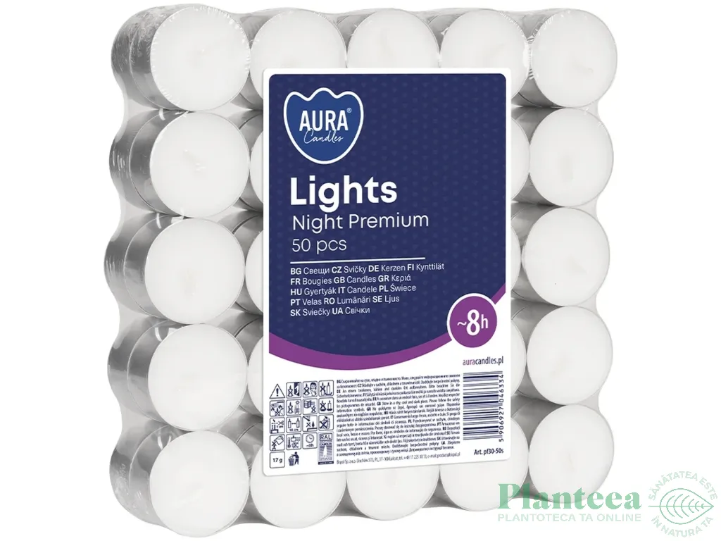 Lumanari pastila neparfumate 8h night lights premium 50b - AURA