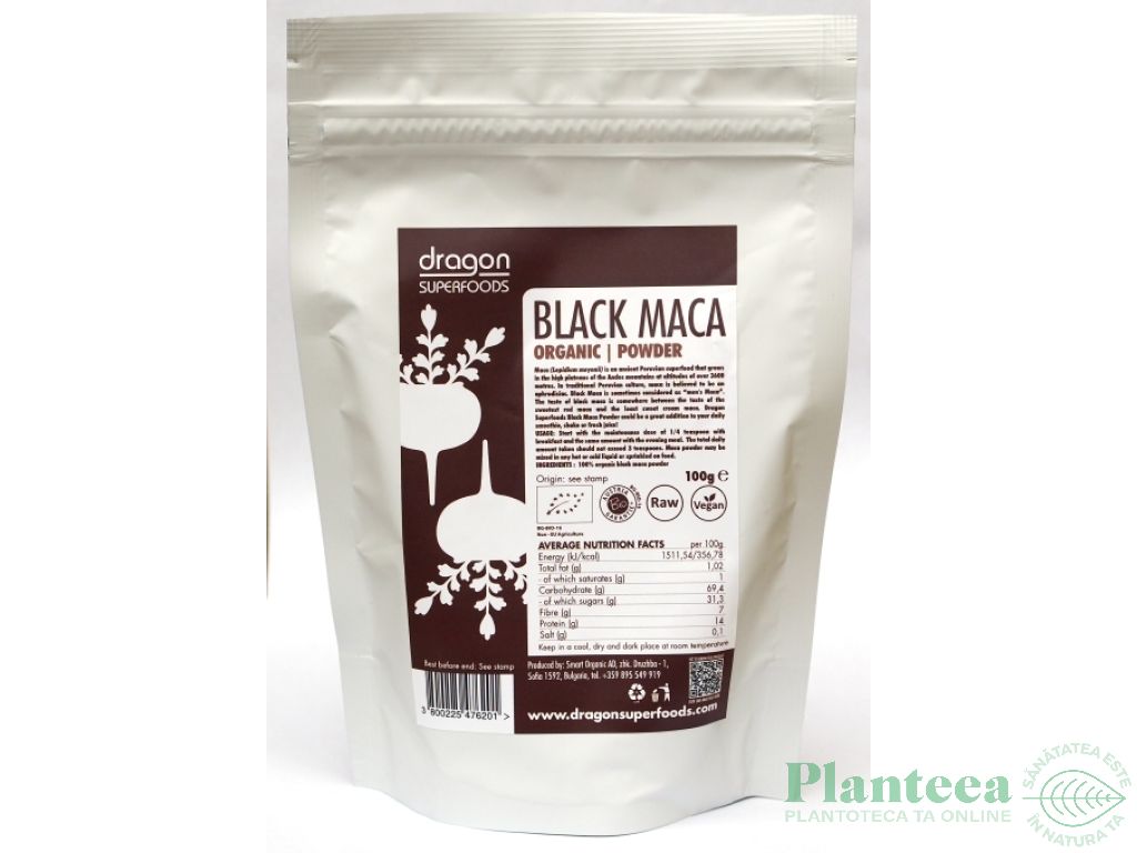Pulbere maca neagra eco 100g - DRAGON SUPERFOODS