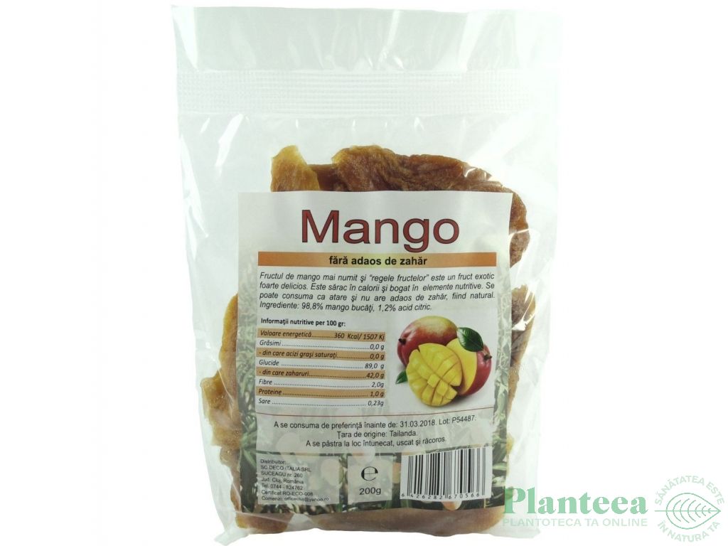 Mango uscat bucati fara zahar 200g - DECO ITALIA