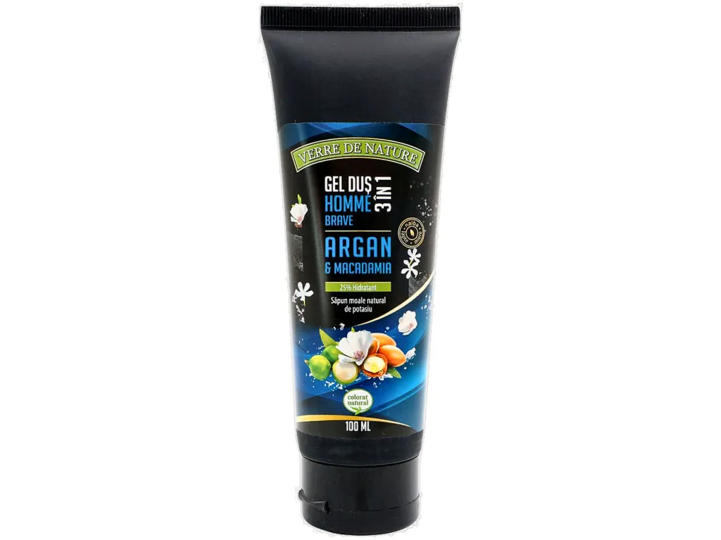 Gel dus 3in1 miere argan macadamia Homme Brave 100ml - VERRE DE NATURE