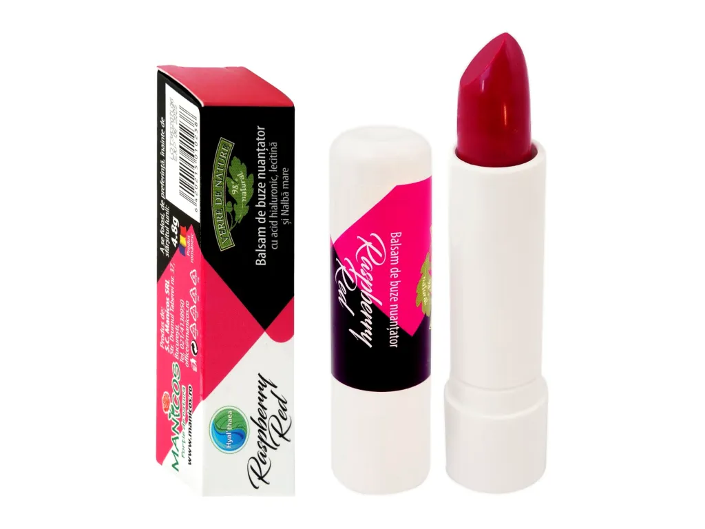 Balsam buze nuantator acid hialuronic nalba mare Raspberry Red 4,8g - VERRE DE NATURE