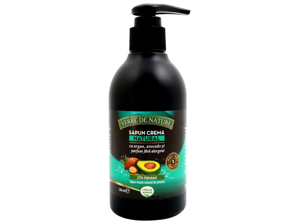 Sapun crema natural argan avocado parfum fara alergeni 240ml - VERRE DE NATURE