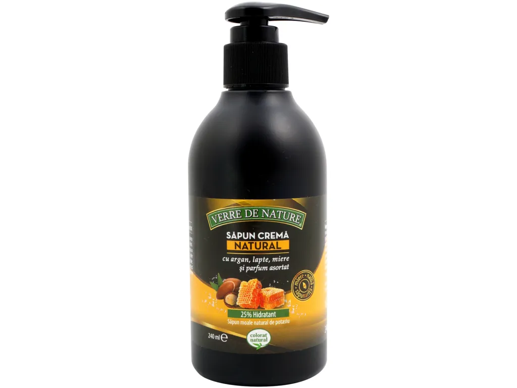Sapun crema natural argan lapte miere parfum asortat 240ml - VERRE DE NATURE