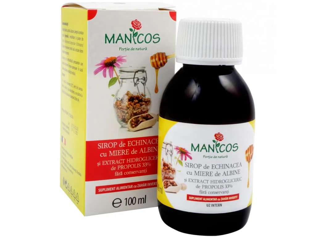 Sirop echinaceea miere propolis 100ml - MANICOS