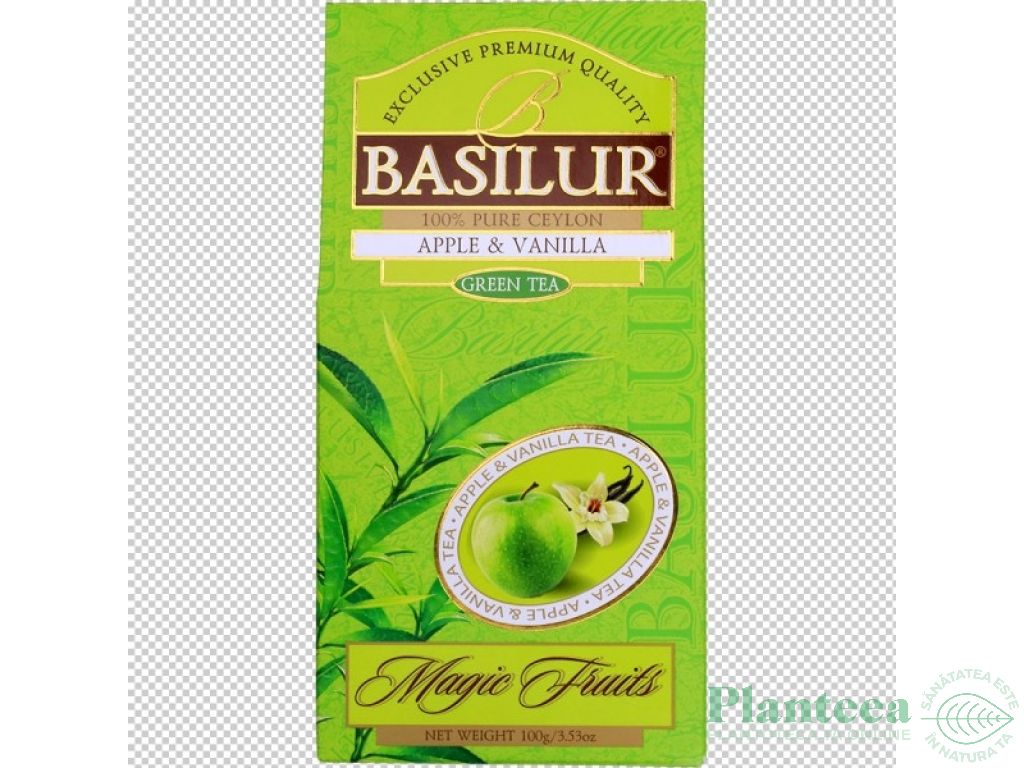 Ceai verde ceylon Magic Fruits mar vanilie refill 100g - BASILUR