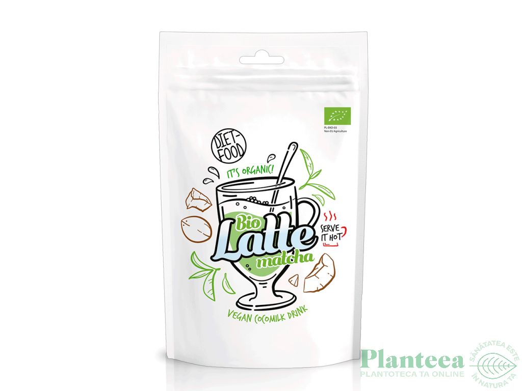 Lapte vegan instant matcha bio 200g - DIET FOOD