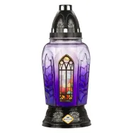 Candela sticla vitraliu 270x110mm 28h violet 473g - MAX POL