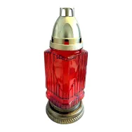 Candela sticla cu inima 200x87mm 15h rosie 260g - MAX POL