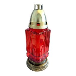 Candela sticla cu inima 200x87mm 15h rosie 260g - MAX POL