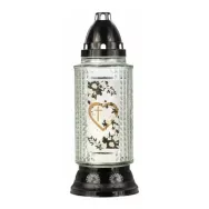 Candela sticla eleganta 41h model inima cruce 684g - MAX POL