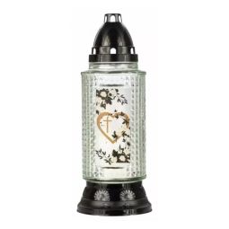 Candela sticla eleganta 41h model inima cruce 684g - MAX POL