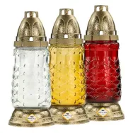 Candela felinar sticla 240x98mm 27h mix culori 384g - MAX POL