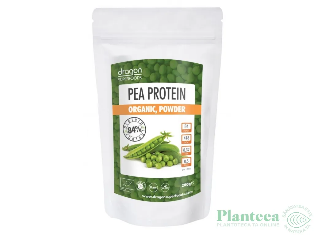 Pulbere proteica mazare raw eco 200g - DRAGON SUPERFOODS