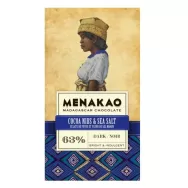 Ciocolata neagra 63% sare mare cacao nibs 75g - MENAKAO