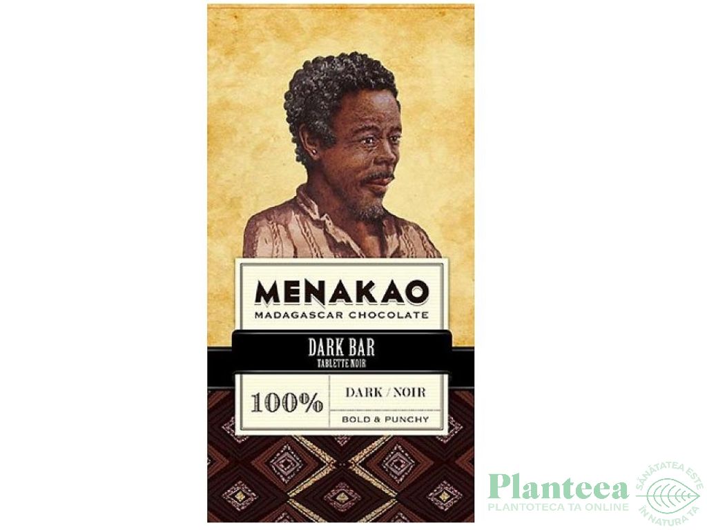 Ciocolata neagra 100%cacao 75g - MENAKAO
