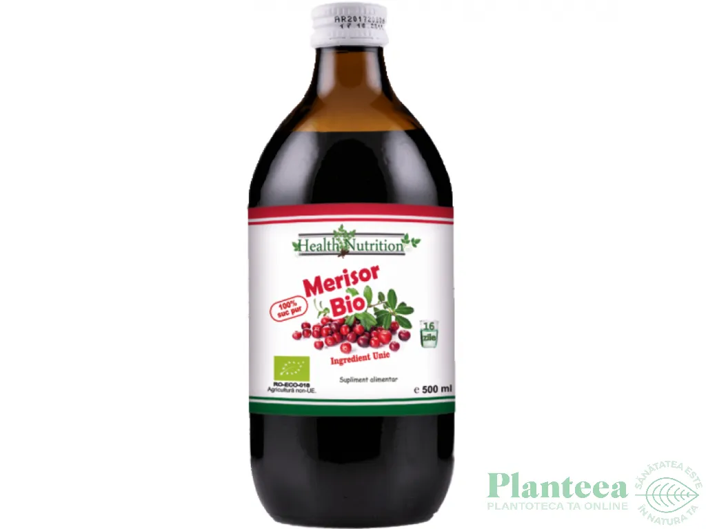 Suc merisor 100% pur bio 500ml - HEALTH NUTRITION