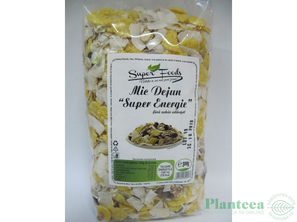 Musli mic dejun super energie fara zahar 500g - SUPERFOODS